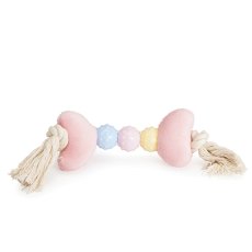 Camon / Игрушка Камон для собак Кость из плюша и ТПР на канате Розовый