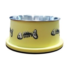 Camon / Миска Камон на пластике с антискользящим кольцом Рыбья кость Желтая