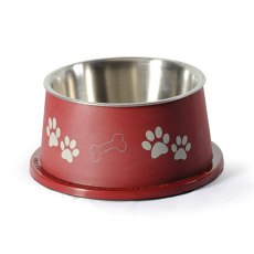 Camon / Миска Камон на пластике с антискользящим кольцом Лапки Красная