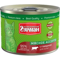 Четвероногий Гурман Мясное ассорти / Консервы для Котят с Говядиной (цена за упаковку)
