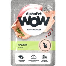 AlphaPet Wow Superpremium / Влажный корм АльфаПет для взрослых кошек паштет с кроликом (цена за упаковку)