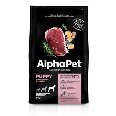 AlphaPet Puppy Superpremium / Сухой корм АльфаПет для Щенков, беременных и кормящих собак Крупных пород до 6 месяцев Говядина рубец