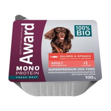 Award Monoprotein / Влажный корм Авард для взрослых собак Паштет из лосося со шпинатом (цена за упаковку)