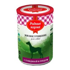 Родные Корма / Консервы Мясное угощение для собак с Говядиной и рубцом (цена за упаковку)
