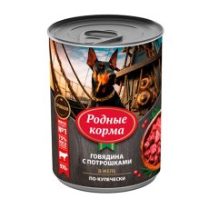 Родные Корма / Консервы для собак Говядина с потрошками в желе по-Купечески (цена за упаковку)