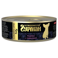 Четвероногий Гурман Golden Line / Консервы Золотая линия для Щенков Курица с Говядиной в желе (цена за упаковку)