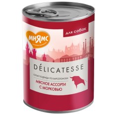 Мнямс Влажный корм Консервы для собак всех пород Олья Подрида по-барселонски Мясное ассорти с морковью (цена за упаковку)