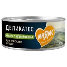 Мнямс Delicatesse Влажный корм Консервы для кошек Паштет по-мальтийски Кролик с зеленой фасолью (цена за упаковку)