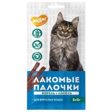 Мнямс Лакомство для кошек Лакомые палочки 13,5 см Лосось и Форель NEW