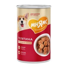 Мнямс Правильное Развитие Влажный корм Консервы для Щенков всех пород Кусочки в соусе с Телятиной (цена за упаковку)