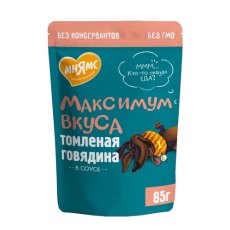 Мнямс Максимум вкуса Влажный корм Паучи для собак Томленая Говядина в соусе (цена за упаковку)