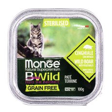 Monge Cat BWild Grain Free Sterilised Wild Boar Pate / Влажный Беззерновой корм Монж для Стерилизованных кошек Паштет из Кабана с овощами (цена за упаковку)