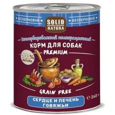 Solid Natura Premium Grain Free / Консервы Солид Натура Беззерновые для собак Сердце и печень говяжьи (цена за упаковку)