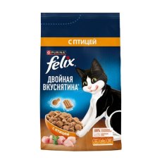 FELIX ДВОЙНАЯ ВКУСНЯТИНА / Сухой корм Пурина Феликс для взрослых кошек с птицей