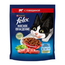 FELIX МЯСНОЕ ОБЪЕДЕНИЕ / Сухой корм Пурина Феликс Мясное объедение для взрослых кошек с говядиной