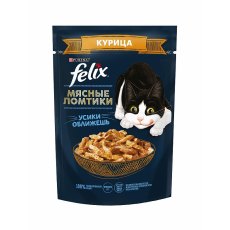 FELIX МЯСНЫЕ ЛОМТИКИ / Влажный корм Паучи Пурина Феликс Мясные ломтики для взрослых кошек с курицей (цена за упаковку)