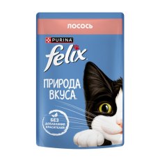 FELIX ПРИРОДА ВКУСА / Влажный корм Паучи Пурина Феликс Природа вкуса для взрослых кошек с лососем (цена за упаковку)