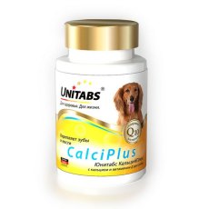 Unitabs CalciPlus с Q10 / Витаминно-минеральный комплекс Юнитабс для собак Кальций, Фосфор, витамин Д