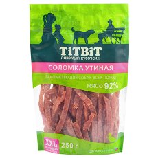 Titbit Лакомый кусочек XXL / Лакомство Титбит для собак всех пород Соломка утиная