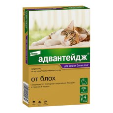 Elanco Адвантейдж 80К / Капли на холку от Блох для кошек весом более 4 кг