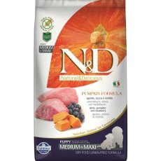 Farmina N&D Pumpkin Line Puppy Medium & Maxi Pumpkin Lamb & Blueberry Grain free / Сухой Беззерновой корм Фармина для Щенков Средних и Крупных пород Ягненок с Черникой и Тыквой