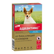 Elanco Адвантикс 100С / Капли на холку от Блох, Клещей и Комаров для собак весом 4-10 кг