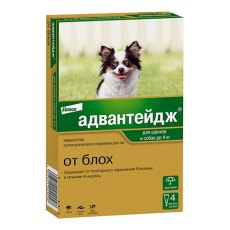 Elanco Адвантейдж / Капли на холку от Блох для собак весом до 4 кг
