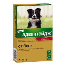 Elanco Адвантейдж / Капли на холку от Блох для собак весом от 10 до 25 кг