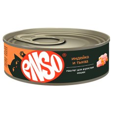 Enso / Влажный корм Консервы Энсо для взрослых кошек Паштет с Индейкой и тыквой (цена за упаковку)
