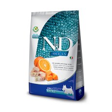 Farmina N&D Ocean Line Adult Mini Codfish Pumpkin Orange / Сухой Беззерновой корм Фармина для взрослых собак Мелких пород Треска с Тыквой и Апельсином