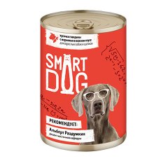 Smart Dog / Консервы Смарт Дог для взрослых собак и щенков Кусочки Говядины с морковью в нежном соусе (цена за упаковку)
