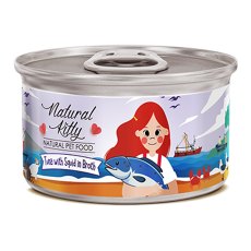 Pettric Natural Kitty Tuna with Squid in Broth / Беззерновые консервы Петрик для кошек Тунец с Кальмаром в бульоне (цена за упаковку)