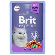 Brit Premium Jelly Cod Fish / Паучи Брит Премиум для кошек Треска в желе (цена за упаковку)