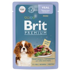 Brit Premium Mini / Паучи Брит Премиум для взрослых собак Мелких пород Телятина зеленый горошек в соусе (цена за упаковку)