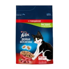 FELIX ДВОЙНАЯ ВКУСНЯТИНА / Сухой корм Пурина Феликс для взрослых кошек с мясом