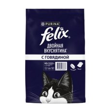 FELIX ДВОЙНАЯ ВКУСНЯТИНА / Сухой корм Пурина Феликс для взрослых кошек с мясом