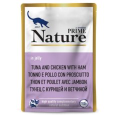 Prime Nature / Паучи Прайм Нейча для взрослых кошек Тунец с курицей и ветчиной в желе (цена за упаковку)