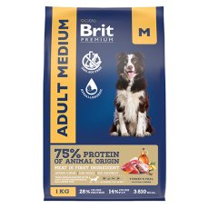 Brit Premium Adult Medium / Сухой корм Брит Премиум для взрослых собак Средних пород Индейка Телятина