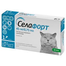Krka Селафорт Капли на холку для кошек весом от 2,6 до 7,5 кг от Внешних и внутренних паразитов