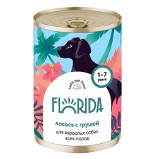 Florida / Влажный корм Консервы Флорида для собак всех пород Лосось с грушей (цена за упаковку)