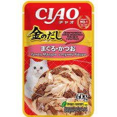 Inaba Ciao Kinnodashi / Паучи Инаба для кошек Тунец Магуро и тунец Кацуо (цена за упаковку)
