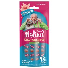 Molina / Функциональное Крем-лакомство Молина для кошек и Котят Вывод шерсти Лосось