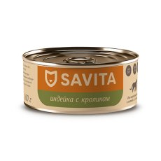 Savita / Влажный корм Консервы Савита для кошек всех возрастов Индейка с кроликом (цена за упаковку)