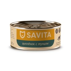 Savita / Влажный корм Консервы Савита для кошек всех возрастов Цыплёнок с тунцом (цена за упаковку)