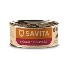 Savita / Влажный корм Консервы Савита для кошек всех возрастов Индейка с телятиной (цена за упаковку)