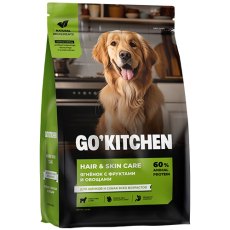 GO KITCHEN Hair+Skin Care Lamb / Сухой корм Гоу Китчен для Щенков и собак всех возрастов свежий Ягненок Фрукты и Овощи