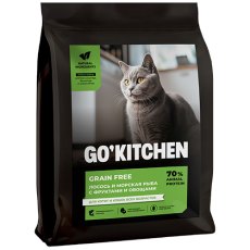 GO KITCHEN Grain Free Salmon&Seafish / Сухой Беззерновой корм Гоу Китчен для Котят и кошек всех возрастов Лосось Морская рыба Фрукты и Овощи