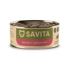 Savita / Влажный корм Консервы Савита для кошек всех возрастов Кролик с креветкой (цена за упаковку)