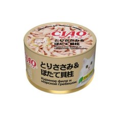 Inaba Cat Ciao / Консервы Инаба для кошек Куриное филе с морским гребешком (цена за упаковку)