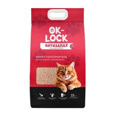 Ok-Lock / Наполнитель Ок-Лок растительный комкующийся для кошачьего туалета Антизапах